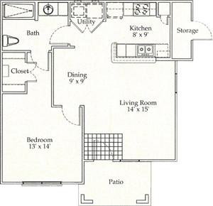 A - One Bedroom / One Bath - 726 Sq. Ft.*